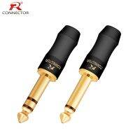 1pc Excellent 6.35mm jack connector 1/4" 6.3mm Male Plug  Mono/Stereo  with 24K Gold Plated Head  Copper TubeWires Leads Adapters