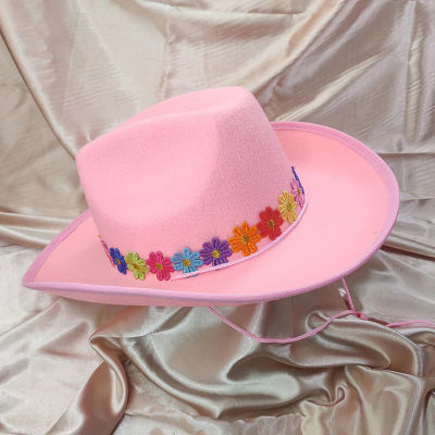 Boyroom ผู้ใหญ่ Western คาวบอยหมวก Rhinestone/ดอกไม้ Cowgirl หมวกสำหรับงานแต่งงาน Carnival Rave Party เครื่องแต่งกายอุปกรณ์เสริม