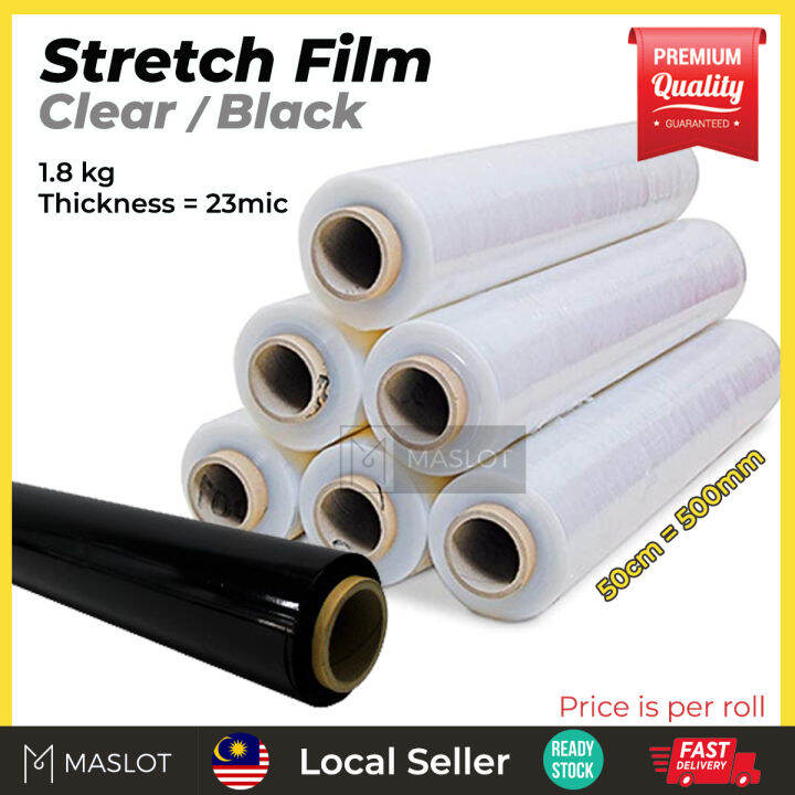 Stretch Film Clear / Black 500MM Plastic Wrapping Packaging Lazada