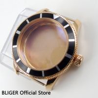 Solid 46MM Rose Gold Stainless Steel Black Rotating Bezel Watch Case Fit For ETA  2836 MIYOTA 8215 Automatic Movement C92