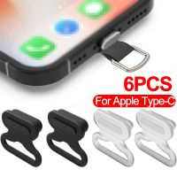 6PCS Mobile Phone Lanyard Patch Anti-lost Dust Plug Tether With Dust Plug USB Type C Charging Port Anti Dust Cover For iPhone 14