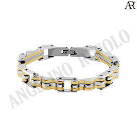 ANGELINO RUFOLO Bracelet ดีไซน์ Wave Chain สร้อยข้อมือผู้ชาย Stainless Steel 316L(สแตนเลสสตีล)คุณภาพเยี่ยม สีทอง-เงิน