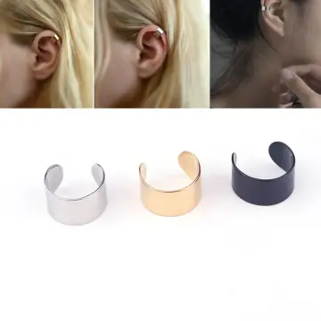 Non-Piercing Clip On Fake Men Women Ear Stud Cuff Hoop Earrings Stainless  Steel