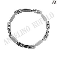 ANGELINO RUFOLO Bracelet ดีไซน์ Rectangle Ball Chain สร้อยข้อมือผู้ชาย Stainless Steel 316L(สแตนเลสสตีล)คุณภาพเยี่ยม สีเงิน