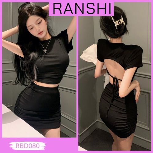 Set Váy Body RANSHI Hot Trend Gồm 1 Áo Croptop Khoét Lưng Và 1 ...