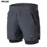 ARSUXEO Mens 7" Running Shorts 2 in 1 Quick Dry Athletic Training Exercise Jogging Sports Gym Shorts With Zipper Pocket B191