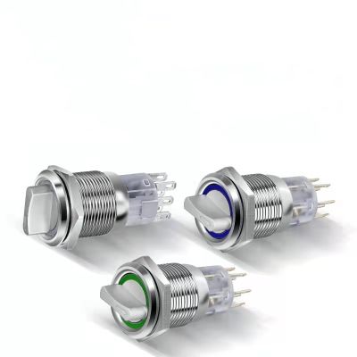【YF】﹊♙  19mm Self-return Momentary Self-locking Fixation DPDT Illuminated Metal Selector 2/3 Position with