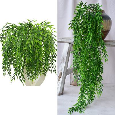 【CC】 Artificial Willow Leaves Wall Hanging Rattan Branches Garden Decoration Plastic Fake