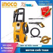 Máy xịt rửa INGCO HPWR18008 1800W, Kèm1 chai xà phòng, bộ súng phun