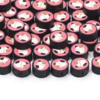 【CW】┋✁┋  Polymer Clay Beads 9mm Flat Round Pattern Spacer Jewelry Making Earrings Accessories