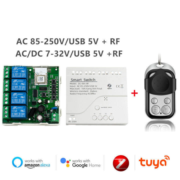 Tuya Zigbee Smart Relays Switch 4CH DC 732V 110V 220V Smart Home