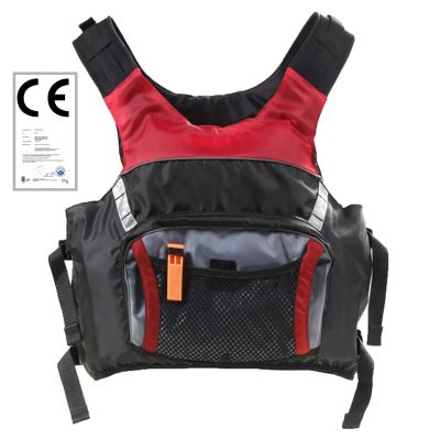 Daiseanuo Professional Life Vest Water Sports Float Black &amp; Red Sea Swimming Survival Neoprene Life Jacket with Bag Poctket  Life Jackets