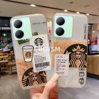 แม่พิมพ์กลมสำหรับ VIVO Y78 + Y36 Y27 4G 5G Y02t ฉลากแบบสร้างสรรค์เคสมือถือลาย Starbucks Goddess เคสนิ่มแบบเรียบง่ายเคสฝาหลัง VIVOY785G ใส