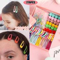 220Pc/set Candy Color Girls Hair Clip Rope Ponytail box Hair Accessories Holder No Kids S5B1