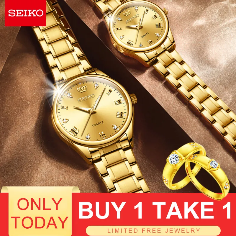 Buy 1 take 1』Seiko Couple Watch and Couple Ring for men and women Original  branded sale water proof 30M Stainless steel Dual calendar display Gold  Silver Black | Lazada PH