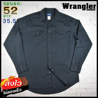 Wrangler®แท้ อก 52 เสื้อเชิ้ตผู้ชาย แรงเลอร์ สีดำ เสื้อแขนยาว เนื้อผ้าดี ทรงสวย เสื้อวินเทจ