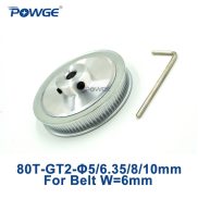Powge 1 chiếc 80 răng GT2 puly răng khoan 5mm 6.35mm 8mm 10mm cho chiều