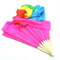 4X Hand Made Colorful Belly Dance Dancing Silk Bamboo Long Fans Veils for Folk Dance 1.8M