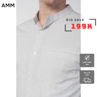 เสื้อผู้ชาย AMM ผ้าปอปลินคอแขนยาวนุ่มรูปทรงสุภาพเท่ๆ ME-TH23S-008