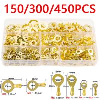 150/300/450PCS M3/M4/M5/M6/M8/M10 Ring Lugs Eyes Copper Crimp Terminals Cable Lug Wire Connector Non-insulated Assortment Kit