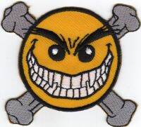 iron on patch Embroidery Bad Evil smiley 7x6 cm ตัวร้าย ใบหน้าที่ยิ้ม ตัวรีด เย็บติดผ้าประเทศไทย โลโก้ปัก มีกาวสำหรับรีด ตกแต่งเสื้อผ้า