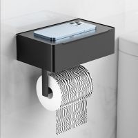ที่ใส่ Tisu Toilet พร้อมที่ใส่ผ้าเช็ดทำความสะอาดกระดาษสีชั้นวางของในห้องน้ำอเนกประสงค์สีดำอุปกรณ์เสริมที่เป็นสแตนเลส