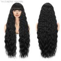 Black Body Wavy Synthetic Wigs with Bang for Women Wine Red Long Straight Hair Middle Part Heat Resistant Fiber Daily Cosplay [ Hot sell ] TOY CENTER