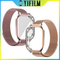 ▲ 2 แพ็คสายนาฬิกาสำหรับ Garmin Venu Sq Music Smart Watch ซิลิโคนหุ้มเต็มสร้อยข้อมือโลหะ Venu Sq สายรัดข้อมือแม่เหล็ก