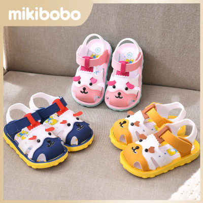 mikiboboรองเท้าเด็ก 1ขวบรองเท้าแตะเด็กหัดเดินรูปการ์ตูน แบบหุ้มเท้ามีที่รัดส้น HF1199