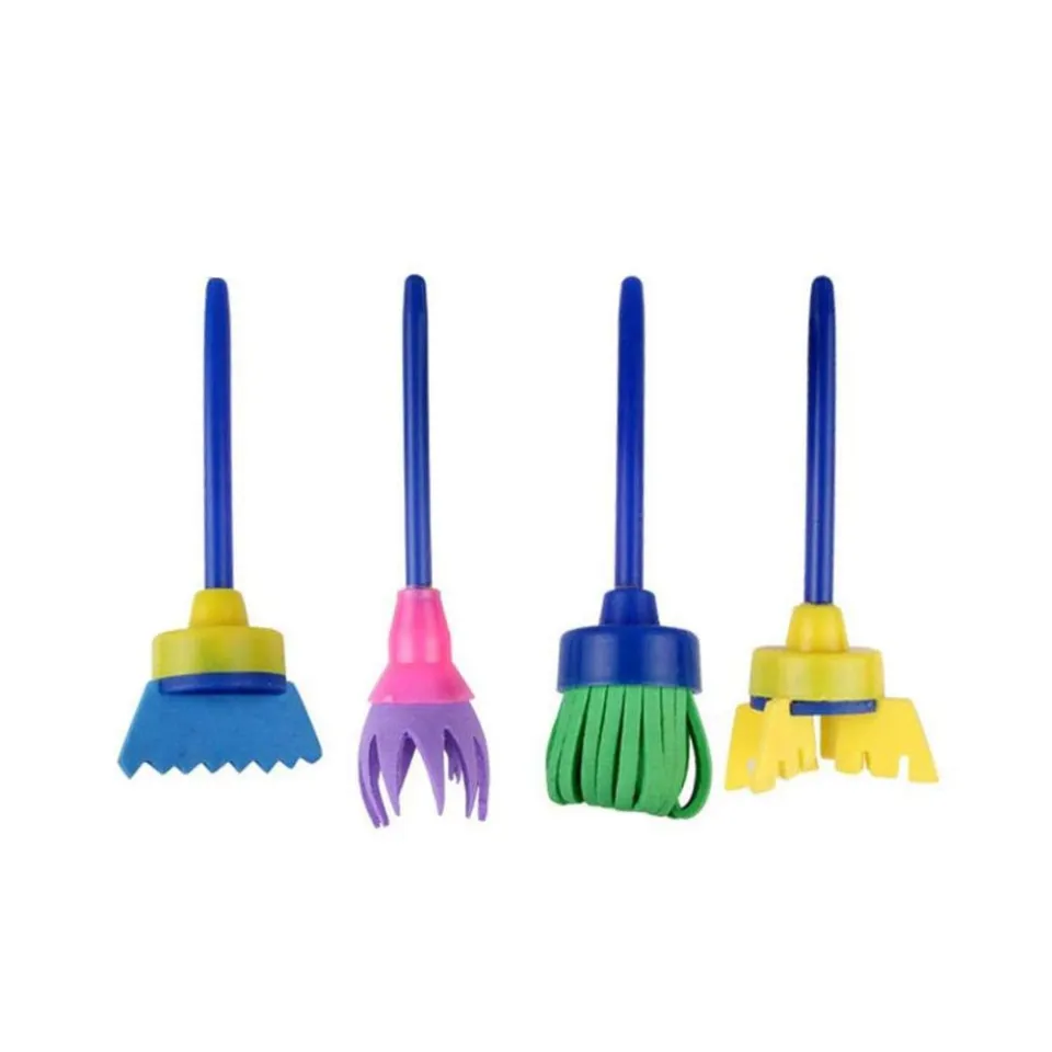 Sponge Paint Brushes for Kids, 4 Pack Early Learning Drawing