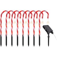 Festive LED Solar Light Chain - Christmas Illuminated Candy Cane Lights for Christmas Garden Decorations