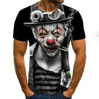 2023ขายร้อน Clown T เสื้อผู้ชายผู้หญิงสีดำ JOKER Face 3D พิมพ์ terror เสื้อยืดแฟชั่นขนาด110-6XL