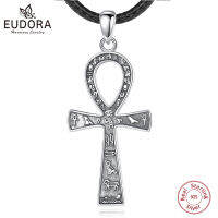 Eudora 925เงินสเตอร์ลิงโบราณอียิปต์ Ankh Cross สร้อยคอผู้หญิง Fine Biker Amulet จี้บุคลิกภาพเครื่องประดับ Gift