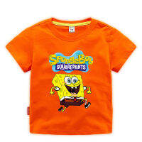 SpongeBob ชายหญิงแขนสั้นเสื้อยืดใหม่เด็กเสื้อผ้าเด็กฤดูร้อนฐานเสื้อเด็กครึ่งแขนเด็กแจ็คเก็ตลำลองแฟชั่นกีฬาด้านบนความชื้นระบายอากาศ