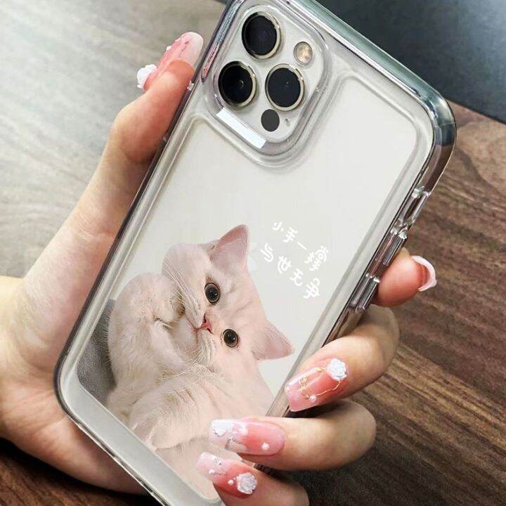 เคสโทรศัพท์มือถือแบบนิ่ม-ใส-กันกระแทก-กันรอยกล้อง-ลายแมวน่ารัก-สําหรับ-iphone-14-13-12-xs-x-xr-7-8-6-6s