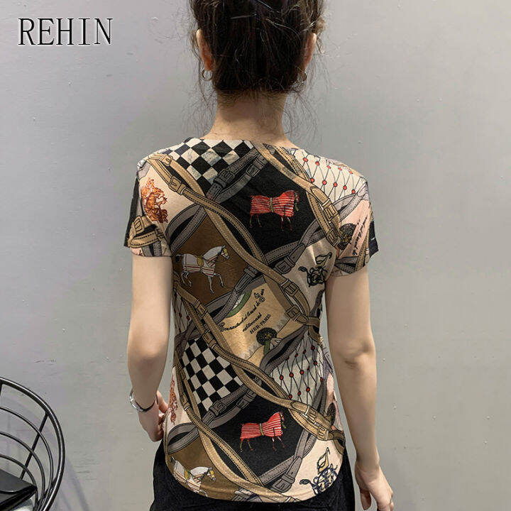 rehin-เสื้อยืดแขนสั้นสำหรับผู้หญิง-เสื้อเบลาส์ทรงสลิมฟิตพิมพ์ลายไม่ซ้ำใครผ้าฝ้ายคอกลมเสื้อผ้าฤดูร้อนแบบใหม่ปี-s-3xl