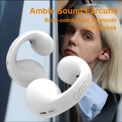 Ambie หูฟังแบบนำเสียงผ่านกระดูกหูหูหูฟังบลูทูธไร้สาย Auriculares ชุดหูฟัง TWS หูฟังสำหรับเล่นกีฬา