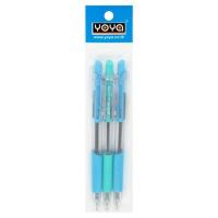 ?The Best!! โยย่า ปากกาลูกลื่น 0.5มม. สีน้ำเงิน 3 ด้าม Yoya 0.5mm Blue Ballpoint Pen 3pcs