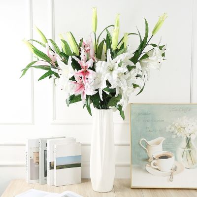[AYIQ Flower Shop] ดอกไม้ไหมประดิษฐ์สาขาดอกลิลลี่ปลอมยาว78ซม. DIY ช่อดอกไม้สร้างสรรค์วันเกิดแม่39; S วันของตกแต่งวาเลนไทน์อีสเตอร์ของขวัญ