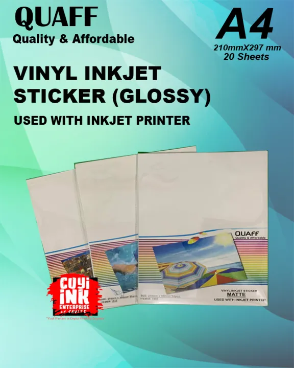 PRINTABLE VYNIL INKJET STICKER GLOSSY A4 (5 packs) Lazada PH