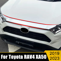 สำหรับ Toyota RAV4 RAV 4 XA50 Hybrid 2019-2021 2022 2023สแตนเลสด้านหน้ารถ Grille เครื่องยนต์ Grille ตกแต่ง Strip Trim สติกเกอร์