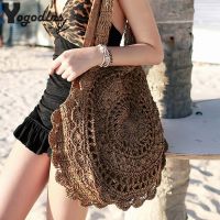 Bohemian Straw Bags for Women Circle Beach Handbags Summer Rattan Shoulder Bags Handmade Knitted Travel Big Totes Bag New