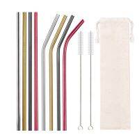 Mixing Colors Reusable Drinking Straws Eco-Friendly 304 Stainless Steel Metal Straws Set Colorful Bar Accessory Drinkware Straws Specialty Glassware