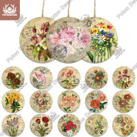 Putuo Decor Flower Round Wooden Sign Garden Wall Plaque Outdoor Decor for Farmhouse Decor Garden Decoration Christmas Wood Gifts