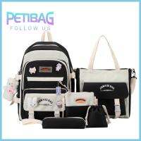 PETIBAG กระเป๋า กล่องใส่ปากกาดินสอ กระเป๋าหนังสือนักเรียน กระเป๋าถือ ชุดกระเป๋าเป้สะพายหลังโรงเรียน ชุดคอมโบเป้ อุปกรณ์การเรียน พร้อมจี้หมีและหมุด