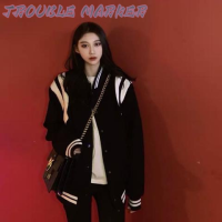 TroubleMaker เสื้อผ้าแฟชัน2023 เสื้อแจ็คเก็ตผ้าฟลีซขนาดเล็กสำหรับฤดูใบไม้ร่วงและฤดูหนาว เวอร์ชั่นเกาหลี WJK23912B7 38Z230922