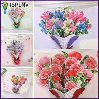 ISPLNV วันวาเลนไทน์สำหรับการ์ดอวยพรวันเกิดบานเขตร้อนดอกเดซี่/Carnation ดอกไม้กระดาษ3D ช่อดอกไม้ปรากฏขึ้น