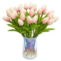 30Pcs Artificial Tulips Flowers Real Touch Tulips PU Tulip Bouquet Latex Flower White Tulip