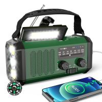 Portable Radio 10000mAh Solar Hand Crank Cell Phone Charger Emergency Radios AM/FM LED Flashlight Outdoor Indoor Light Night