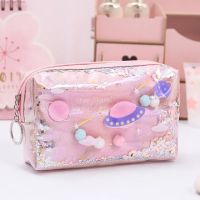 【CC】✔  laser cute pen case School pencil big Stationery bag for girls student Storage kawaii gifts